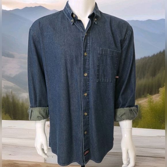 Dickies Denim Work Shirt Relaxed Med-Dark Blue Men's XL - Picture 1 of 10